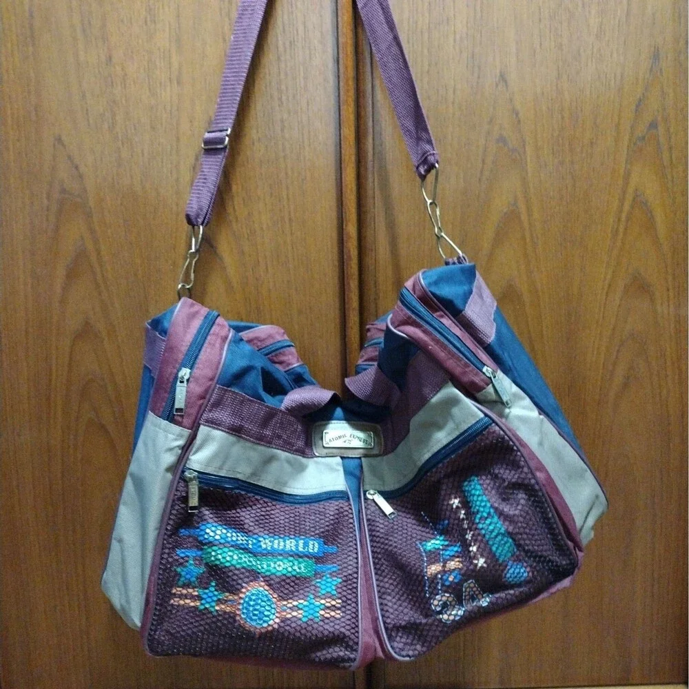 Vintage 90s Atomic Express Duffel Bag Travel Weekender Gym Retro Colors Large